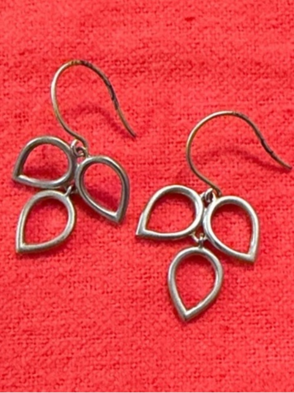 Me&Ro Triple Lotus Dangle Earrings - Vintage Sterling Silver